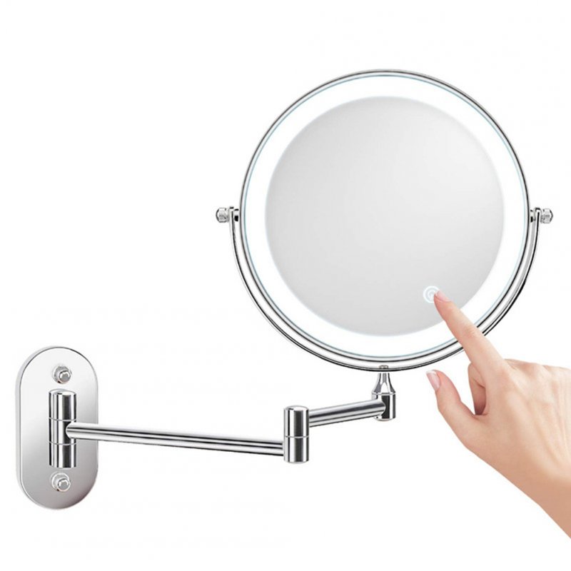 8 Inch Folding  Led Makeup  Mirror Wall-mounted 10x Magnifying Mirror Double-sided With Light Battery models