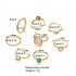 8  Pcs set  Alloy  Ring Set Creative Joint Ring Cool Style Color Index Finger Ring Combination Golden