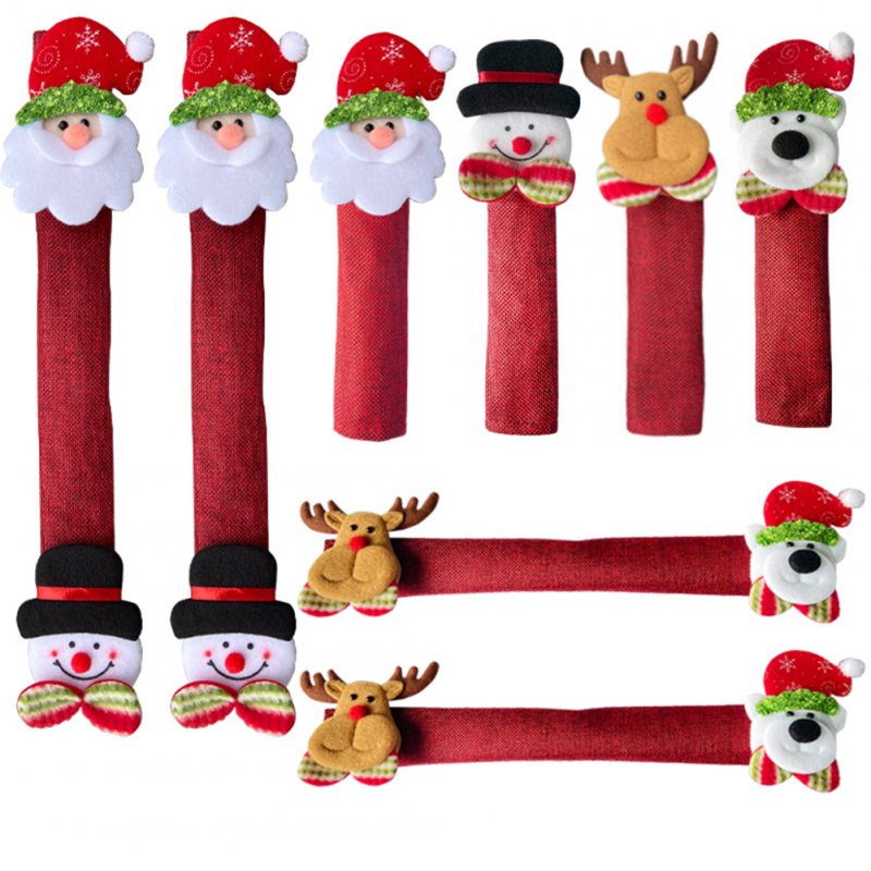 8 Pcs/set Creative Cute Home Handle  Protective  Cover Refrigerator Glove Christmas Decoration As shown