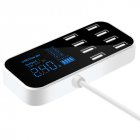 8 Ports USB Car Charger LED Digital Display Fast Charging Car Phone Charger white