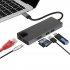 8 in 1 USB C Hub HDMI VGA Ethernet Lan RJ45 Adapter for Macbook Pro Type C Hub Card Reader 2 USB 3 0   Type C Charging Port gray