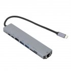 8-in-1 USB-C to Type-C USB 3.0 HDMI 4K VGA RJ45 Adapter HUB Multi-function Silver