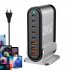 8 in 1 USB Hub 200W 8 Ports USB Charging Station Hub Adapter 5 USB A 3 USB C Multiport USB C Splitter US Plug