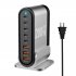 8 in 1 USB Hub 200W 8 Ports USB Charging Station Hub Adapter 5 USB A 3 USB C Multiport USB C Splitter US Plug