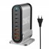 8 in 1 USB Hub 200W 8 Ports USB Charging Station Hub Adapter 5 USB A 3 USB C Multiport USB C Splitter EU Plug