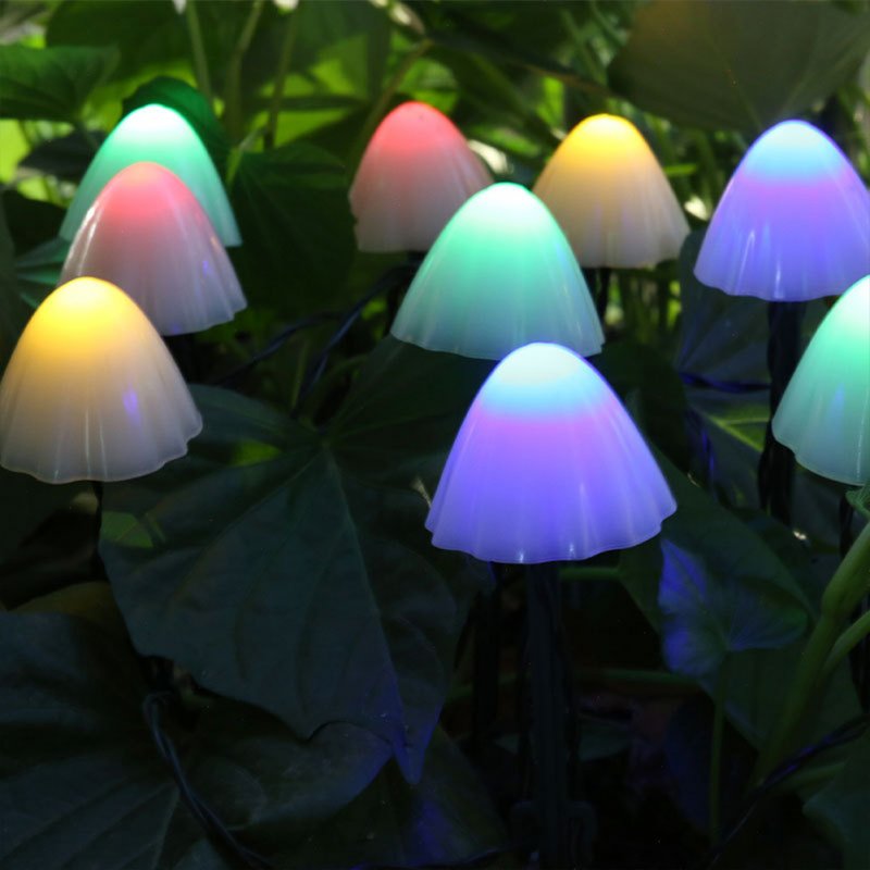 8-mode Solar String Lights Mushroom Shape Decorative  Light Outdoor Garden Lamp Color_20 lights 5 meters