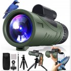 80 x 100 Monocular Telescope, With BAK-4 Prism And FMC Lens, High Power Single Tube Outdoor Telescope With 360° Tripod For Travel, Hiking green