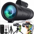 80 x 100 Monocular Telescope, With BAK-4 Prism And FMC Lens, High Power Single Tube Outdoor Telescope With 360° Tripod For Travel, Hiking black