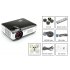 800 Lumen HD LCD Projector that uses a 5 5 inch TFT polycrystalline silicon active matrix has a 2000 to 1 contrast ratio can cast pictures of 150 inch