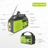8000mah Emergency Radio Portable Power Bank With Solar Charge Hand Crank Battery Powered Sos Alarm Noaa Am fm Led Torch For Outdoor Emergency green