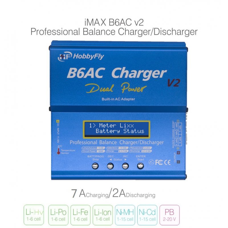 80W 6A Battery Charger Balance Charger High Power B6AC Multifunction Adapter US Plug