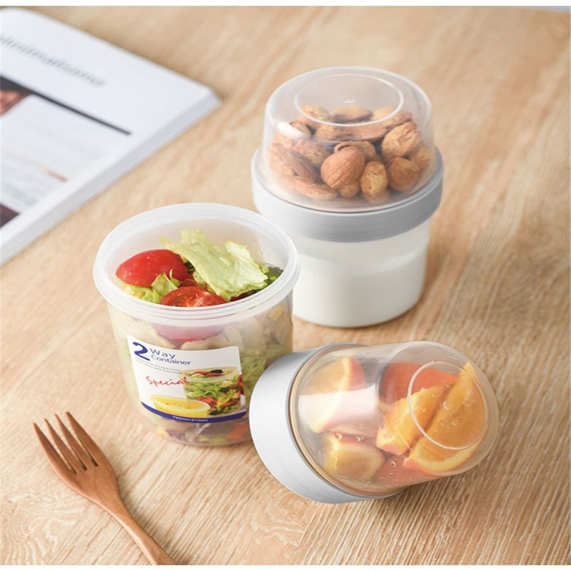 Portable Double-layer Fresh-keeping  Box Multi-purpose Food Sealment Container For Yogurt Salad 