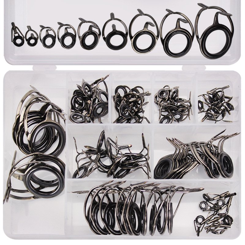 85pcs/set Fishing Rod Guides Ceramics High Carbon Steel Ring Surf Casting Fishing Rod Guide Rings for Fishing Rod Accessories Gun-color_85 pcs