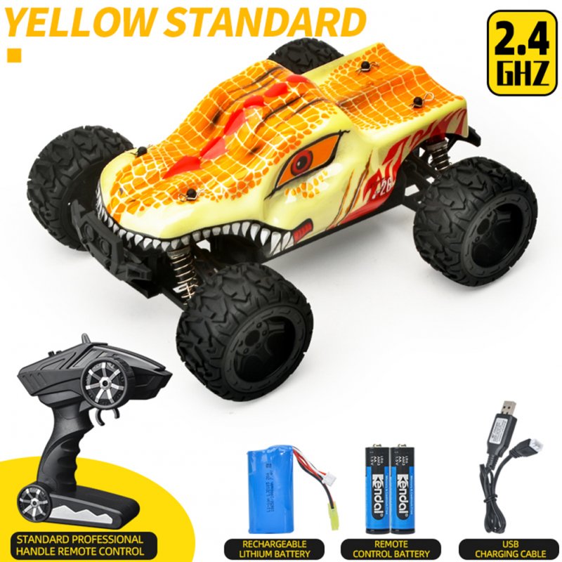 866-165 35 Km/h 1:16 High-speed Car Spring Stroke Adjustable Shock Absorber High-torque Steering Gear 390 Motor (with Brush) Remote  Control  Car Yellow
