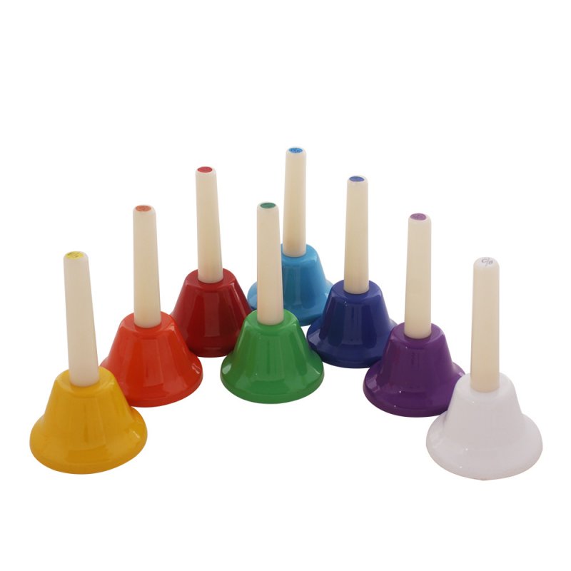 8 Pcs Handbell Hand Bell 8-Note Colorful Kid Children Musical Toy Percussion Instrument color