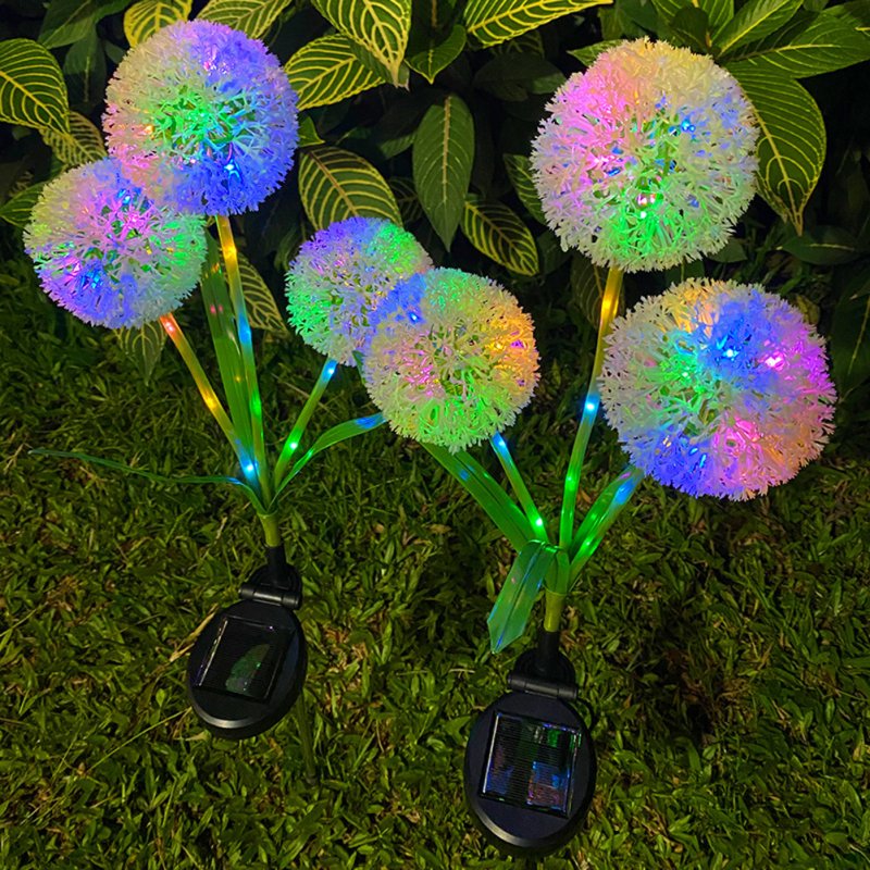 2 Pack Solar 3-head Flowers Light Outdoor IP65 Waterproof 2 Modes 3-in-1 Flowers Solar Powered Lights For Garden Yard Decor warm light