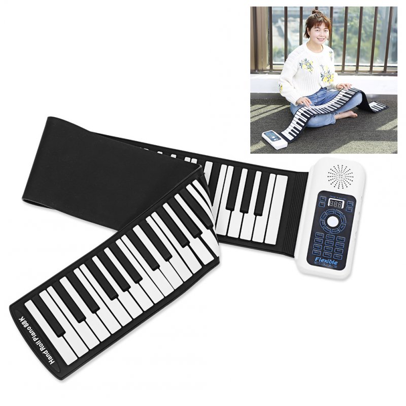 88-key Roll Up Piano Portable Electronic Organ with Horn PD8815_white 88 keys