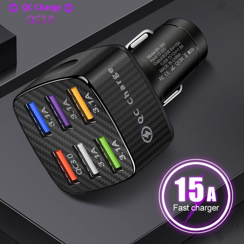 15a Portable Luminous Car  Charger Built-in Overcurrent Protection Fast Charging 6usb Qc3.0 5v9v12v Car Interior Accessories Car Goods 