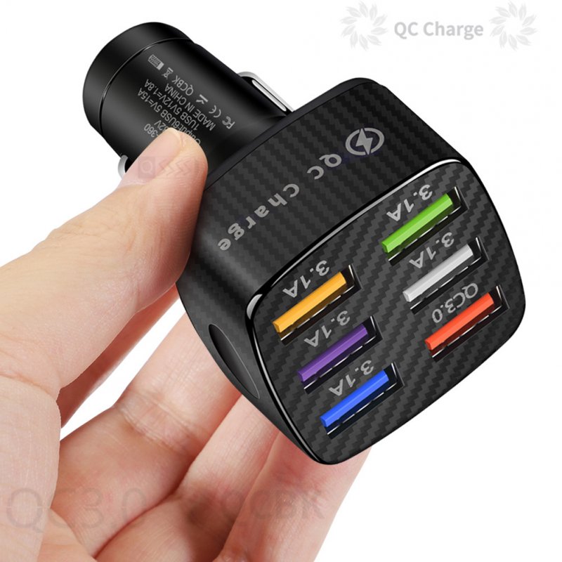 15a Portable Luminous Car  Charger Built-in Overcurrent Protection Fast Charging 6usb Qc3.0 5v9v12v Car Interior Accessories Car Goods 