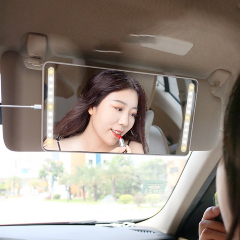Car Visor Vanity Mirror With Lights Rechargeable LED Car Makeup Mirror Brightness Adjustable Universal For Car Truck 