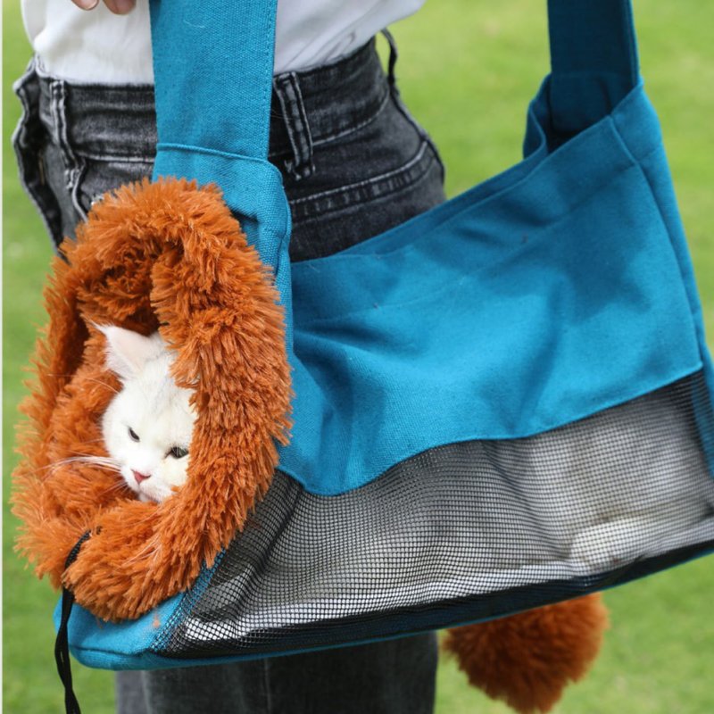 Pet Canvas Shoulder Carrying Bag Lion-Shaped Cat Carrier Portable Reusable Tote Chest Bag For Small Dogs Cats Pet Supplies 
