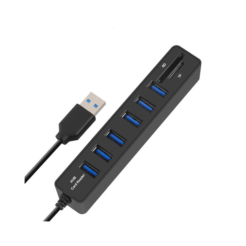 6-Port USB 2.0 Data Hub 2 In 1 SD/TF Multi USB Combo with 3ft Cable for Mac, PC, USB Flash Drives And Other Devices 