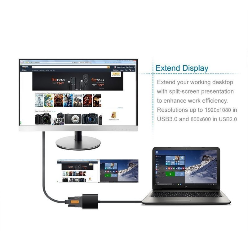 USB 3.0 to VGA Adapter USB to VGA Video Graphic Card Display External Cable Adapter for PC Laptop 