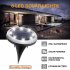 8Leds Solar Powered Paving Light High Brightness Underground Buried Lamps for Garden Lawn Silver cover   white light