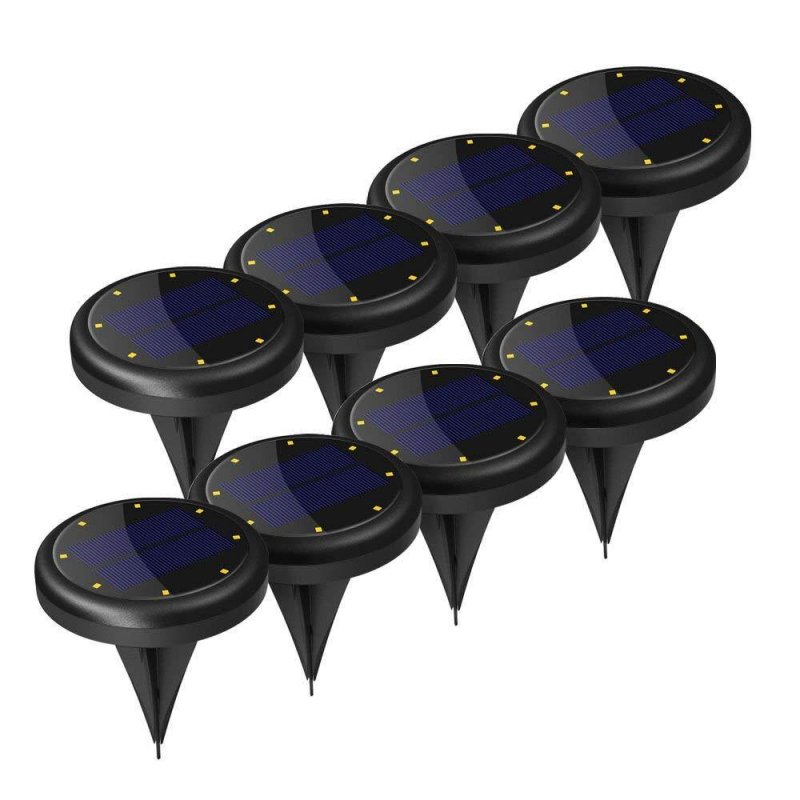 8Leds Solar Powered Paving Light High Brightness Underground Buried Lamps for Garden Lawn Black cover - warm light