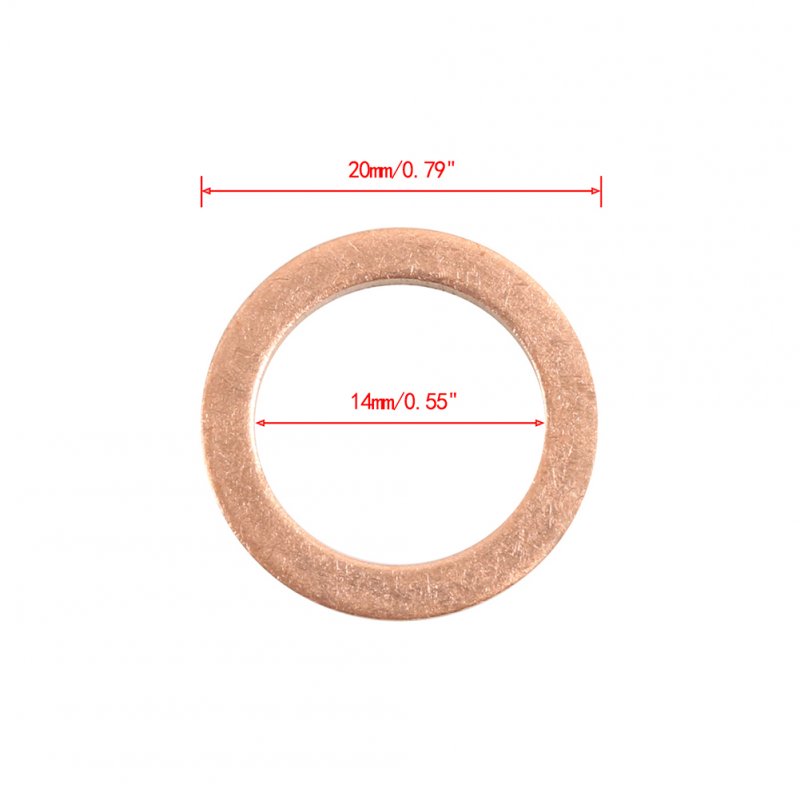 25Pcs 14mm Cooper Oil Drain Plug Gasket 007603-014106 Replacement Oil Crush Washer Seals Kit Auto Accessories 
