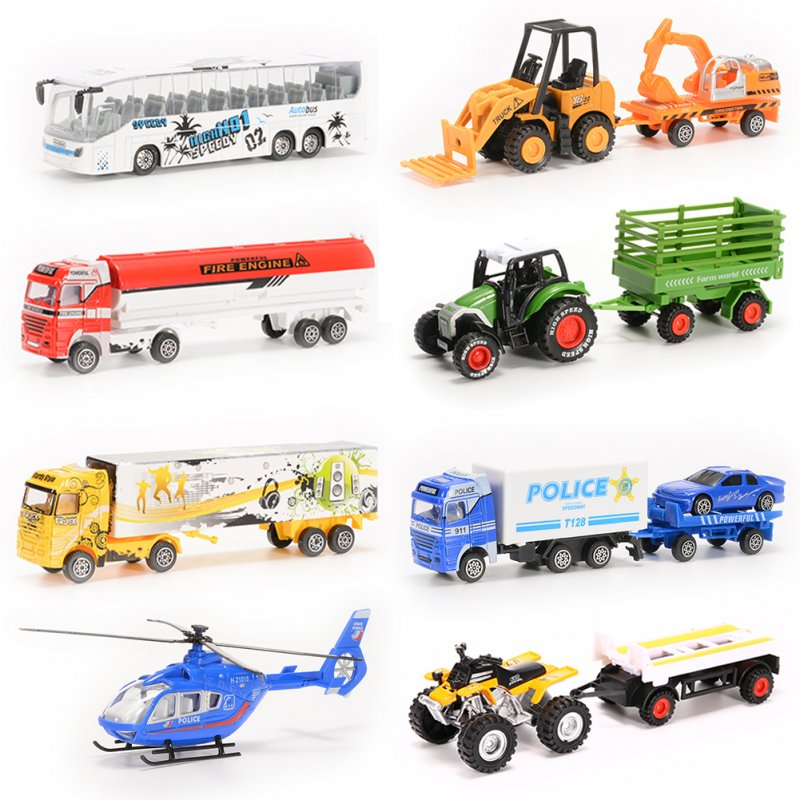 US 8PCS Diecast Metal Car Models Children Toy Play Set Vehicles Playset