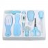8Pcs Set Baby Kids Nail Hair Health Care Set Thermometer Nose Cleaner Safety Tools Newborn Baby Care Grooming Brush Kit blue