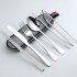 8Pcs Set Stainless Steel Drinking Straw Knife Fork Spoon Chopsticks Cutlery Set for Travel Silver