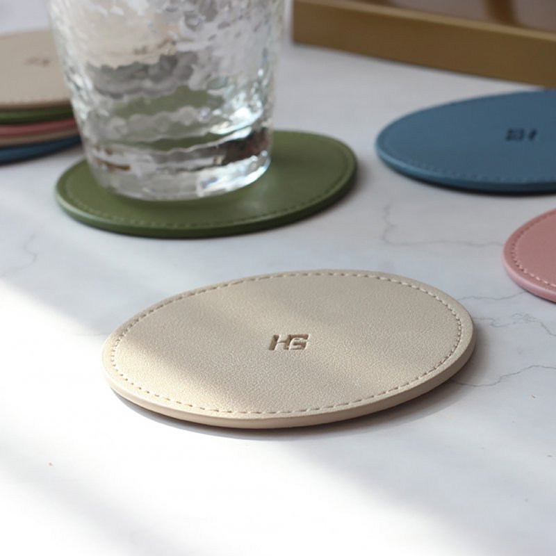 Leather Insulation Coaster Anti-scald Heat-resistant  Non-slip Double-layer Home Office Table Mat 