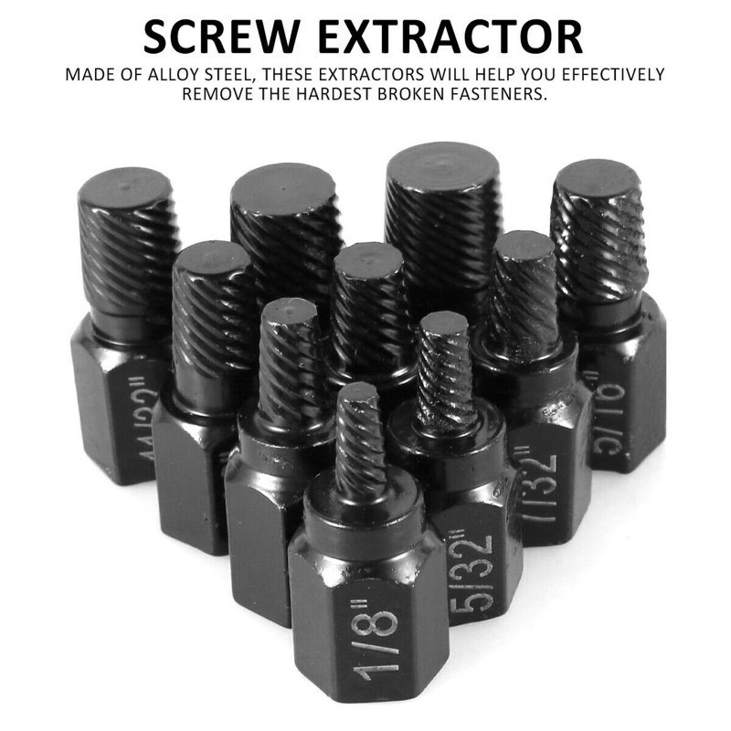 10Pcs Screw Extractor Alloy Steel Damaged Screw Remover Set For Broken Rounded Off Painted Over Rusted Tight Bolts 