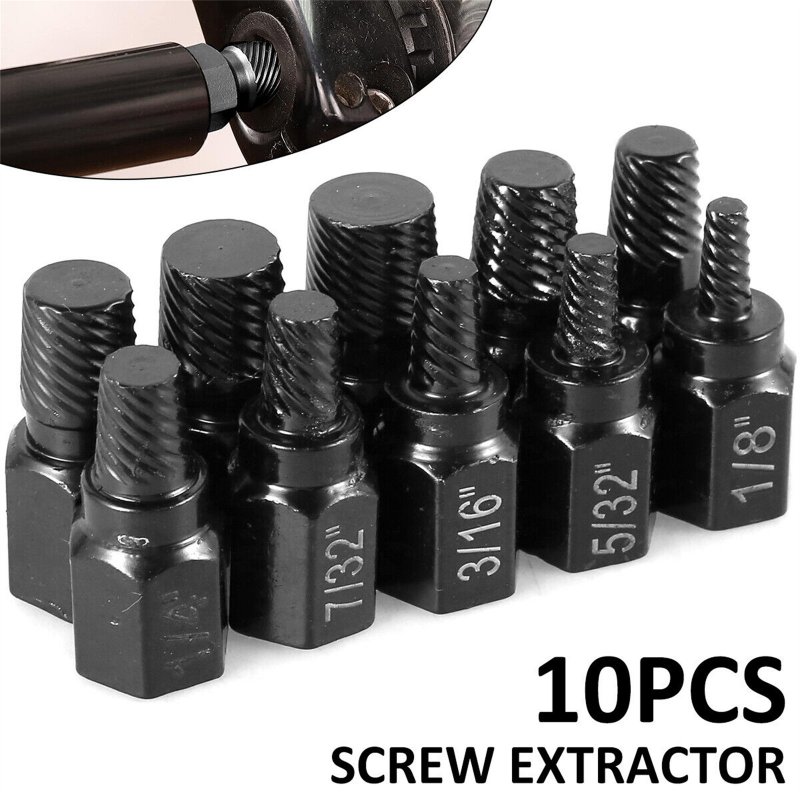 10Pcs Screw Extractor Alloy Steel Damaged Screw Remover Set For Broken Rounded Off Painted Over Rusted Tight Bolts 