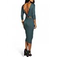 Yesfashion Cross Backless Solid Pencil Dress