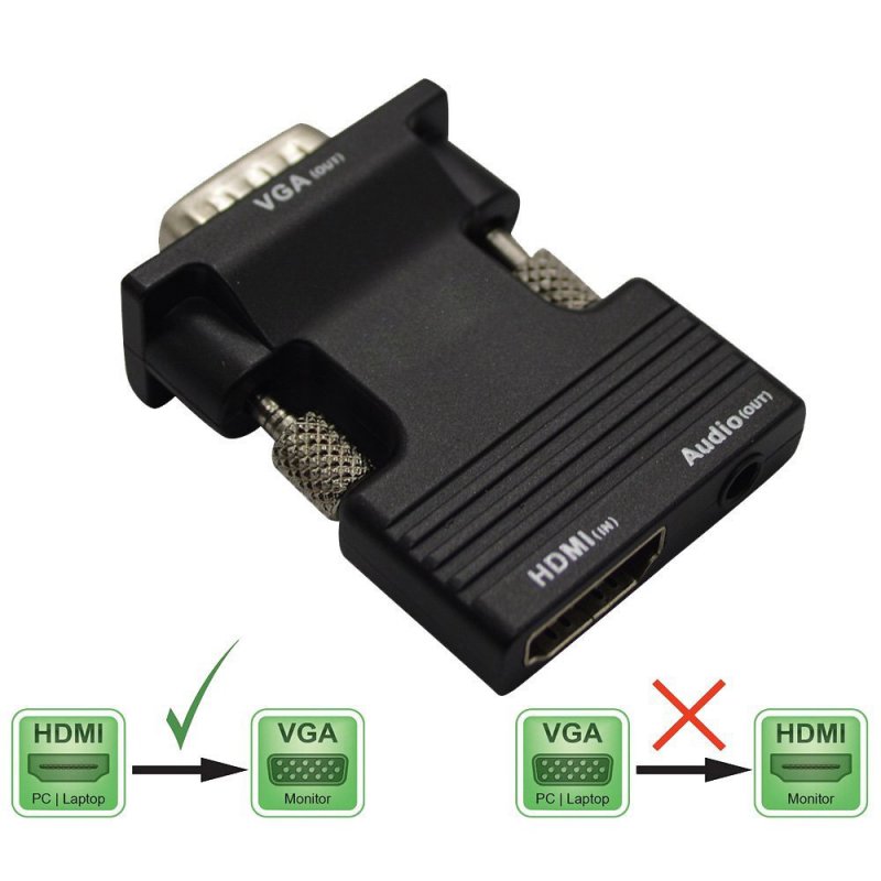 1080P VGA Male to HDMI Female HDTV with 3.5mm Audio USB Plug Cable Adapter  