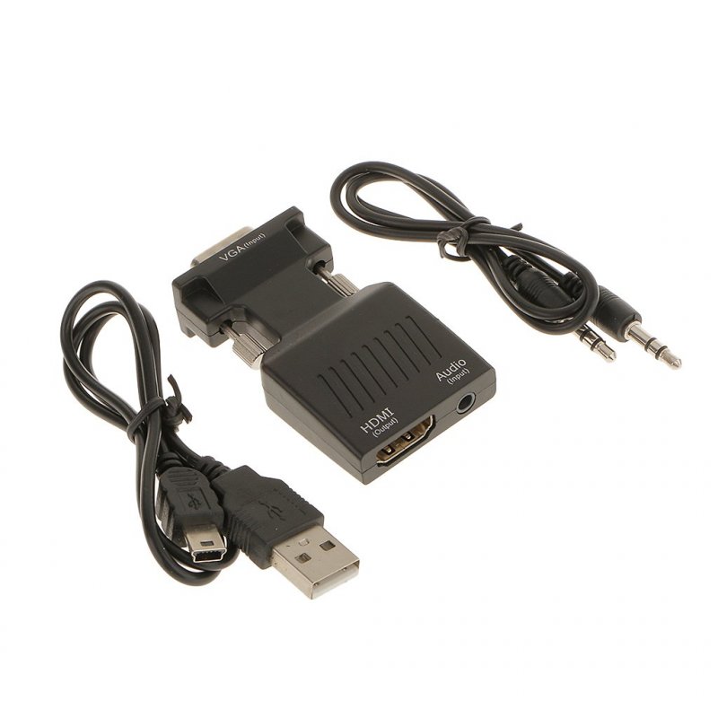 1080P VGA Male to HDMI Female HDTV with 3.5mm Audio USB Plug Cable Adapter  