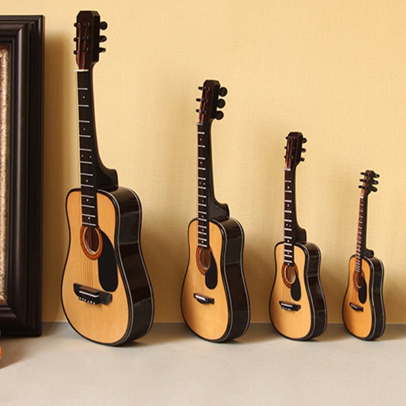 Mini Full Angle Folk Guitar Guitar Miniature Model Wooden Mini Musical Instrument Model Collection L: 20CM_Acoustic guitar full angle