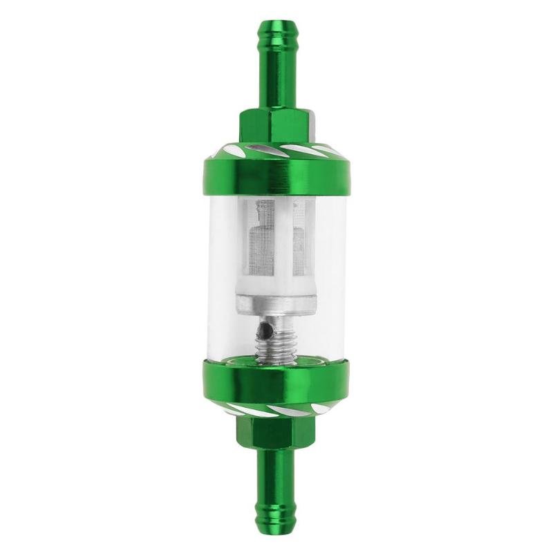 8mm CNC Aluminum Alloy Glass Motorcycle Gas Fuel Gasoline Oil Filter Moto Accessories  green