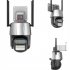 8mp Wifi Camera Dual Lens 8x Zoom Binocular Wireless Camcorder Waterproof Dome HD Surveillance Monitor Grey US Plug
