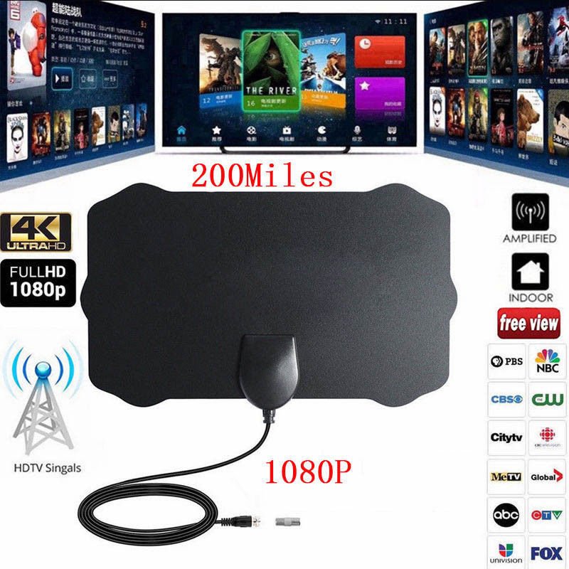 1080P 200 Mile Range Antenna TV Digital HD Skywire 4K Antena Digital Indoor HDTV 