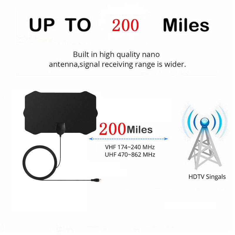 1080P 200 Mile Range Antenna TV Digital HD Skywire 4K Antena Digital Indoor HDTV 