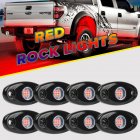 8pcs Rock Lights IP67 Waterproof High Power Underbody Neon Trail Lights Underglow  Lights For Off road Truck Car Boat Atv Suv red light