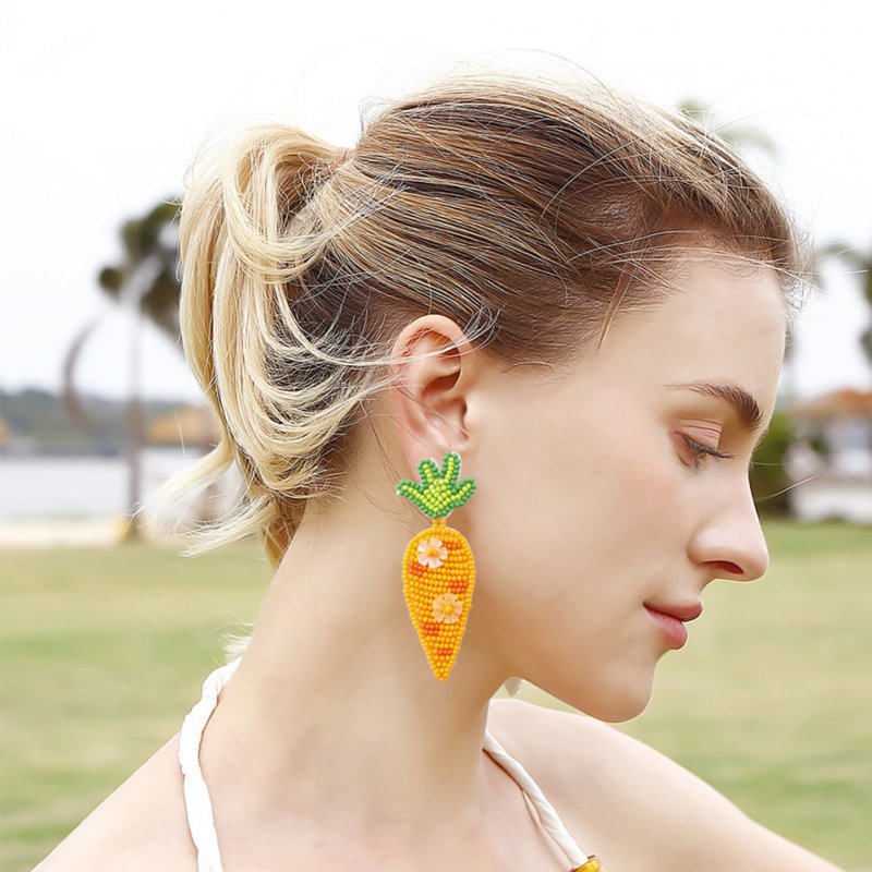 Retro Creative Carrot Earrings For Women Fashion Sequins Hand-woven Beaded Earrings Jewelry Accessories For Gifts 