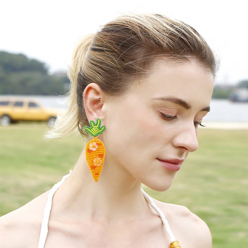 Retro Creative Carrot Earrings For Women Fashion Sequins Hand-woven Beaded Earrings Jewelry Accessories For Gifts 