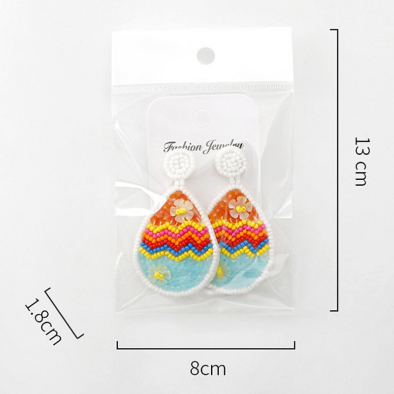 Easter Earrings For Women Colorful Egg Shape Hand-woven Beaded Earrings Jewelry Accessories For Girls Gifts 