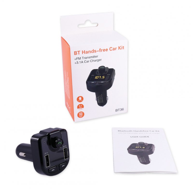 Bluetooth Mp3 Player Hands-free Car Kit Fm Transmitter Dual Usb Fast Charging Car Charger Power Adapter 