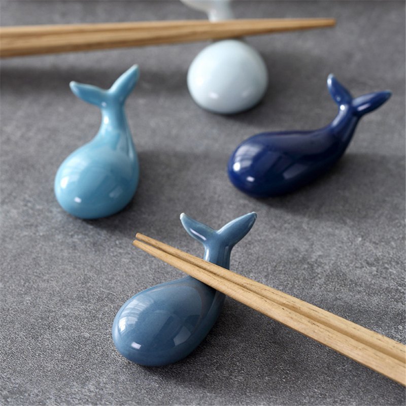 Cute Dolphin Porcelain Chopstick  Rack Holder Home Table Decorative Ornaments 